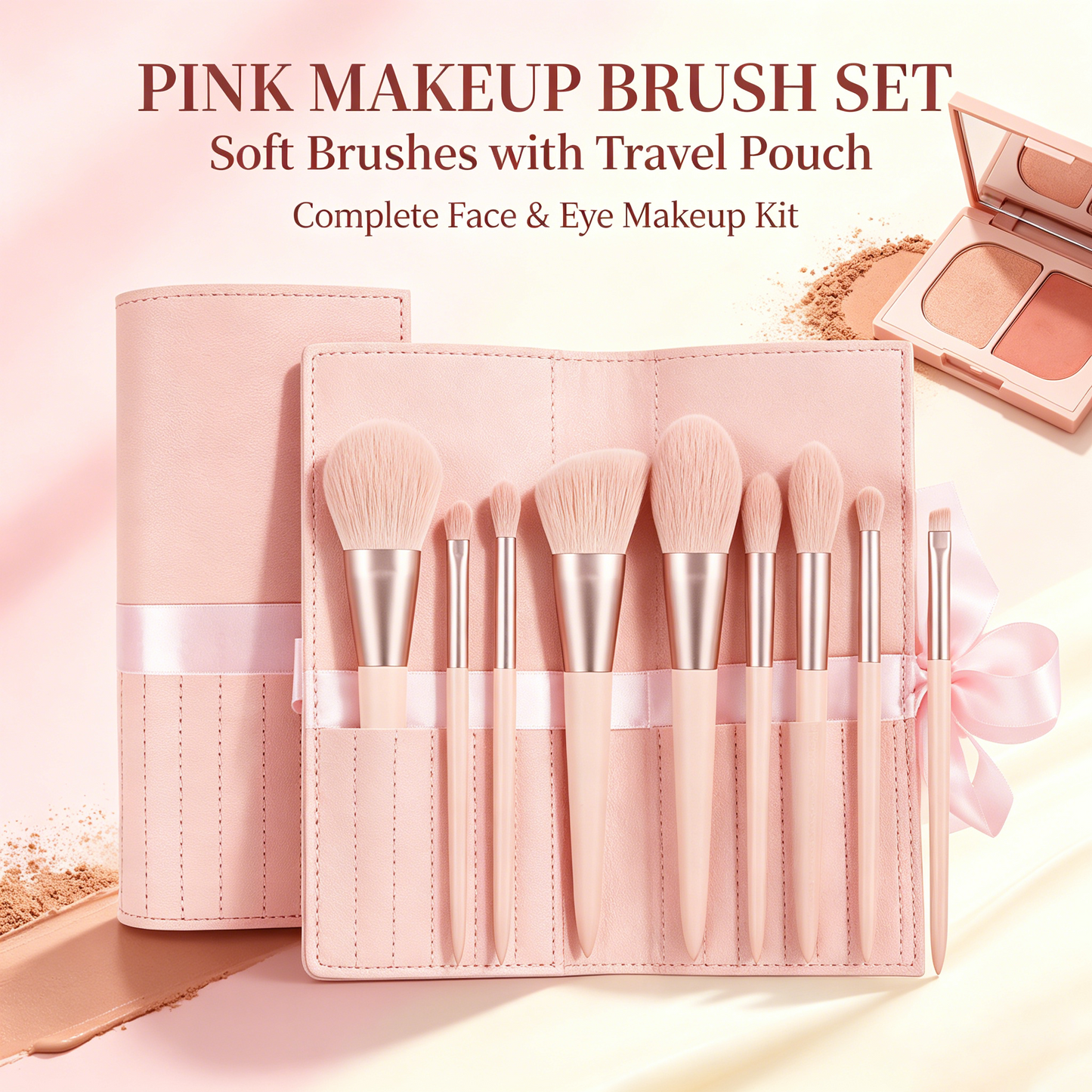 Pink Make-up Brush Set with Travel Pouch