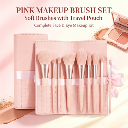 Pink Make-up Brush Set with Travel Pouch
